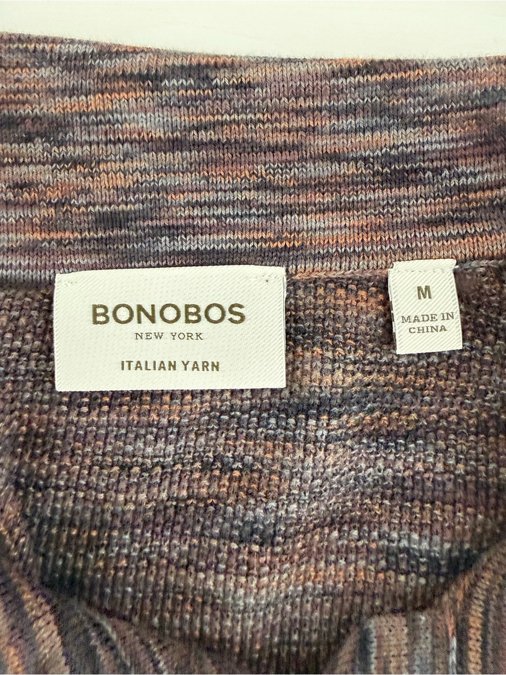 Bonobos Italian Yarn Cotton Knit Polo Shirt Men’s M Brown Gray Space Dye - Picture 3 of 6